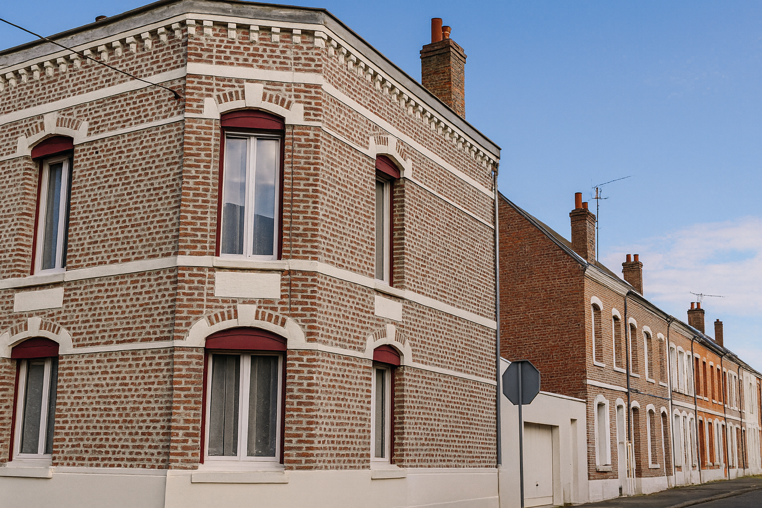 Image d’une maison ancienne en brique typique de Saint-Quentin, illustrant le parc immobilier ancien concerné par le Statut du bailleur privé.
